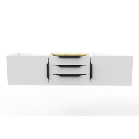 Castello Usa Alpine 60" Wall Mounted White Vanity Base with Black Handles CB-MC-60W-BL-VBO